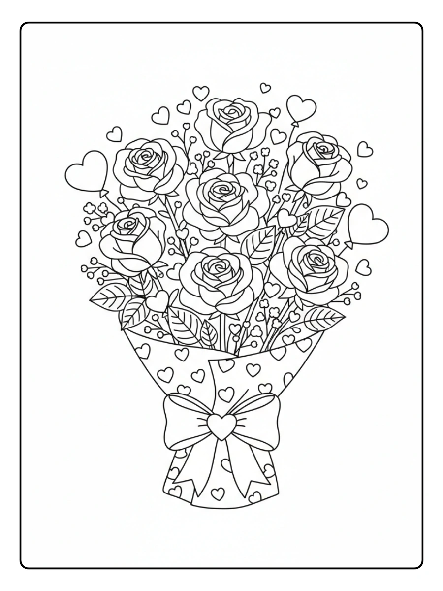 Valentines Coloring Pages – Valentine Flowers