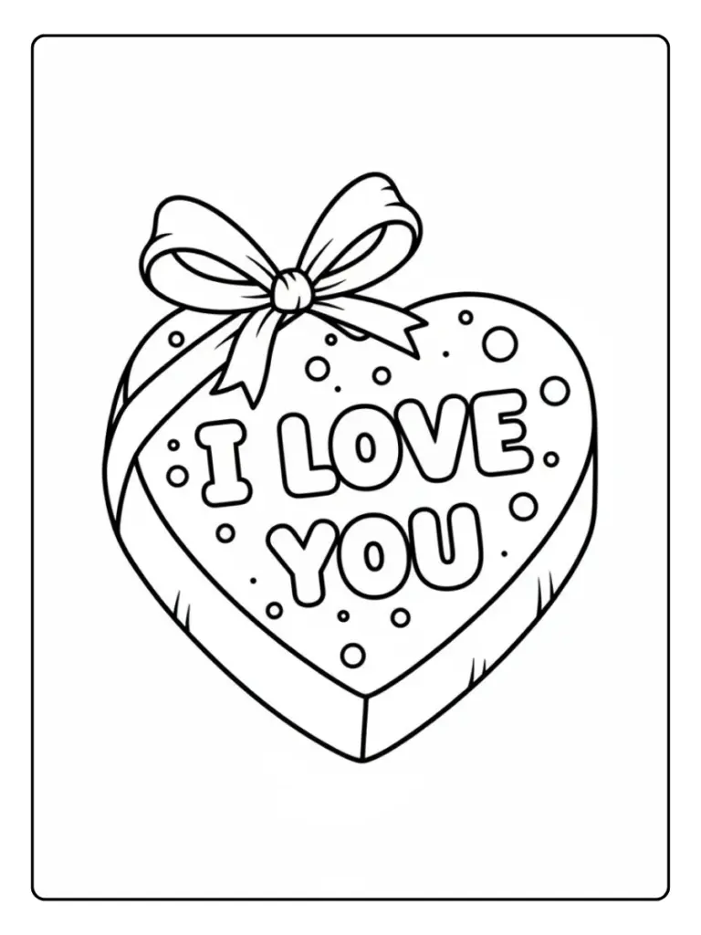 Valentine’s Day Chocolates Coloring Pages – Chocolate with I Love You