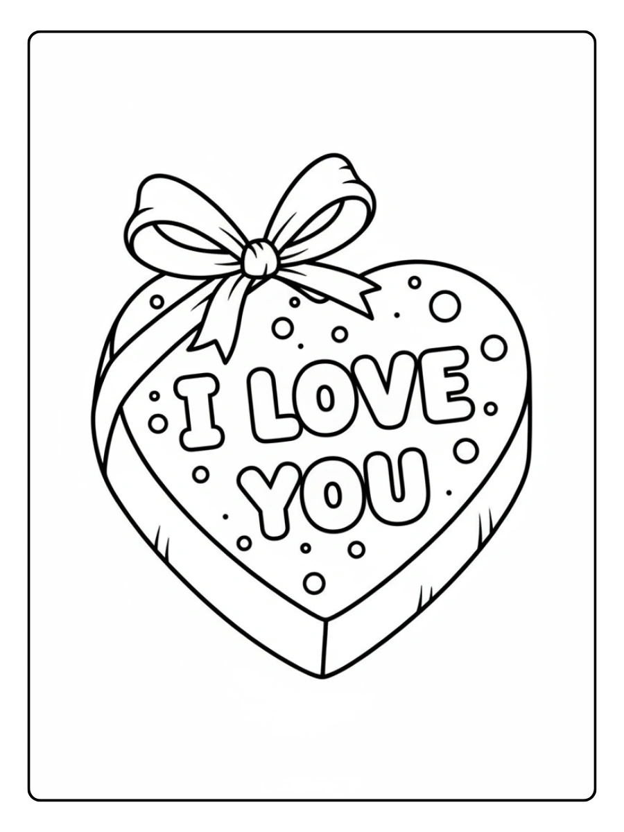 Valentine’s Day Chocolates Coloring Pages – Chocolate with I Love You