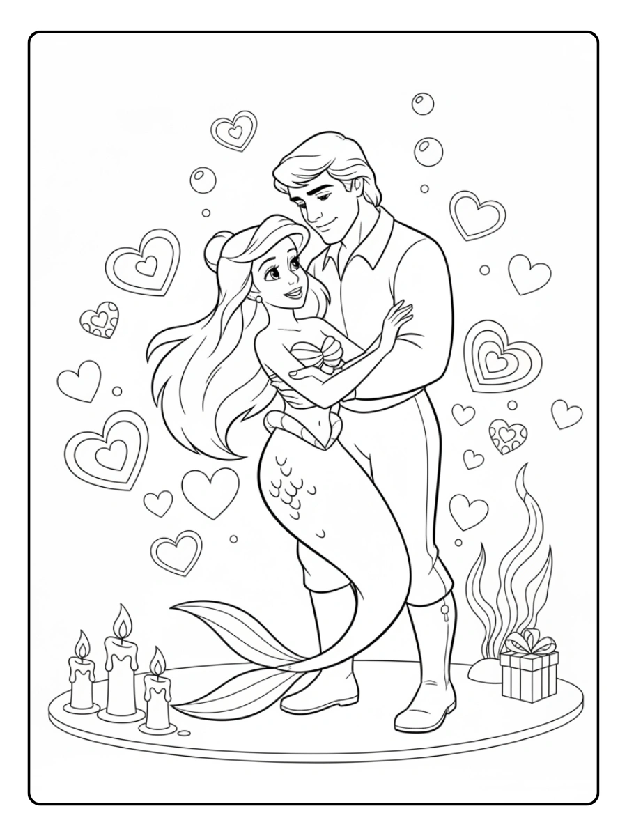 Valentines Day Disney Coloring Pages – Ariel Valentine Love
