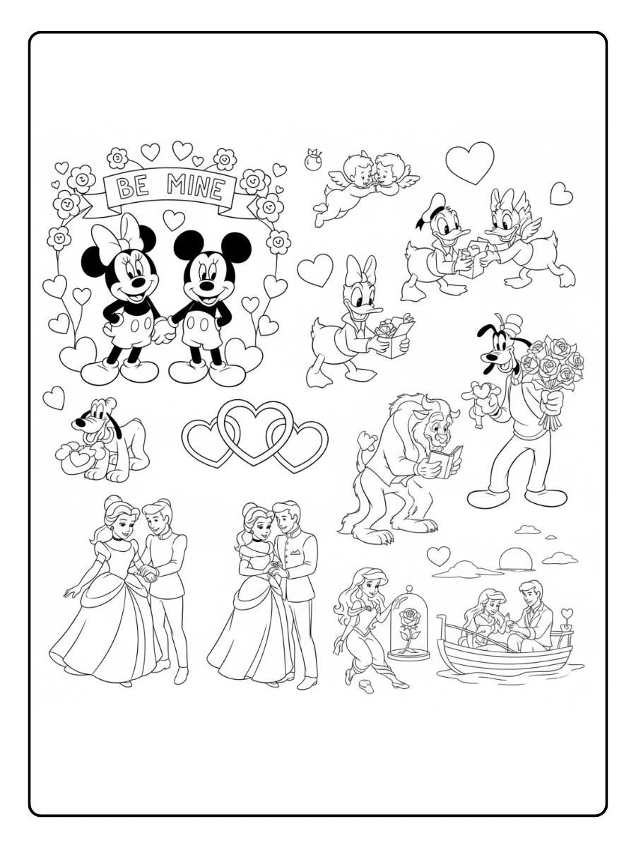 Valentines Day Disney Coloring Pages – Cute Disney Valentine Style