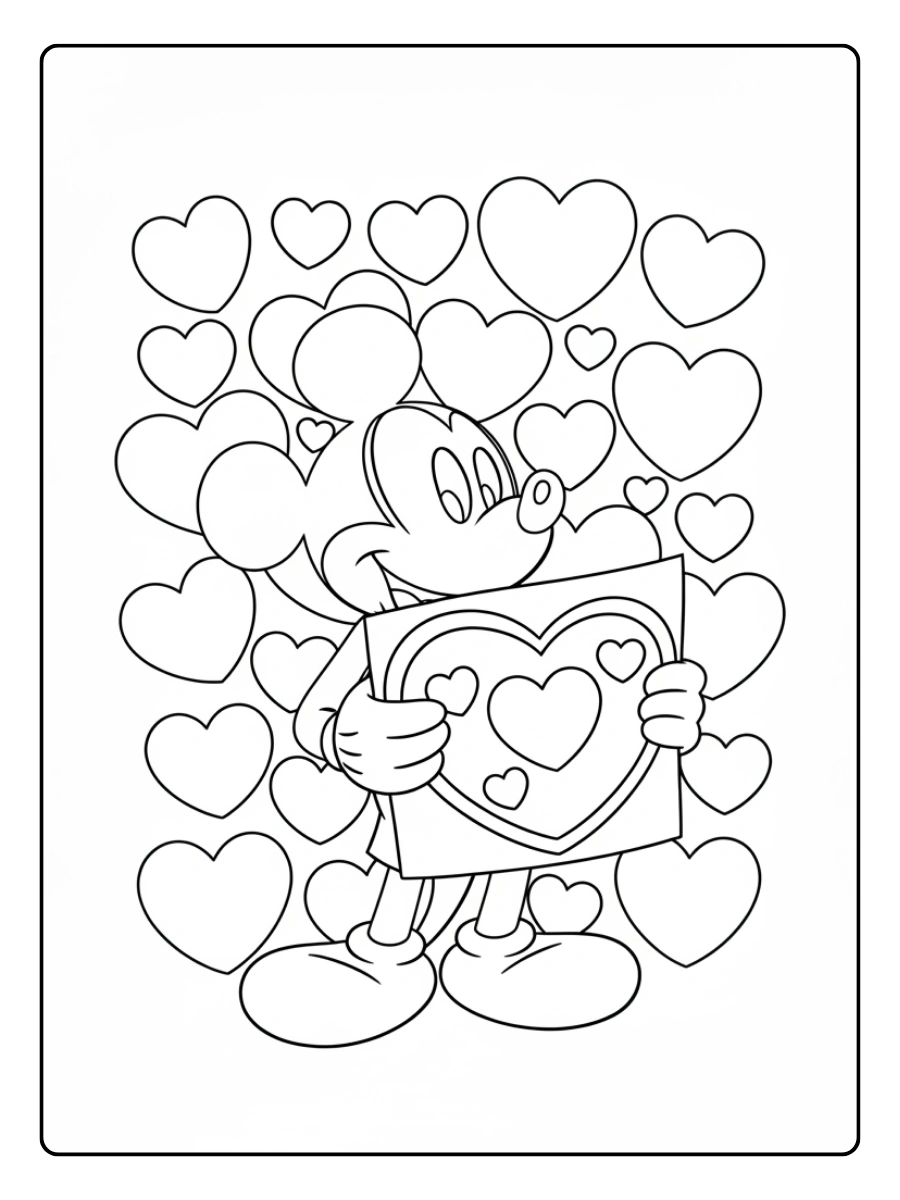 Valentines Day Disney Coloring Pages – Mickey Mouse Valentine Card