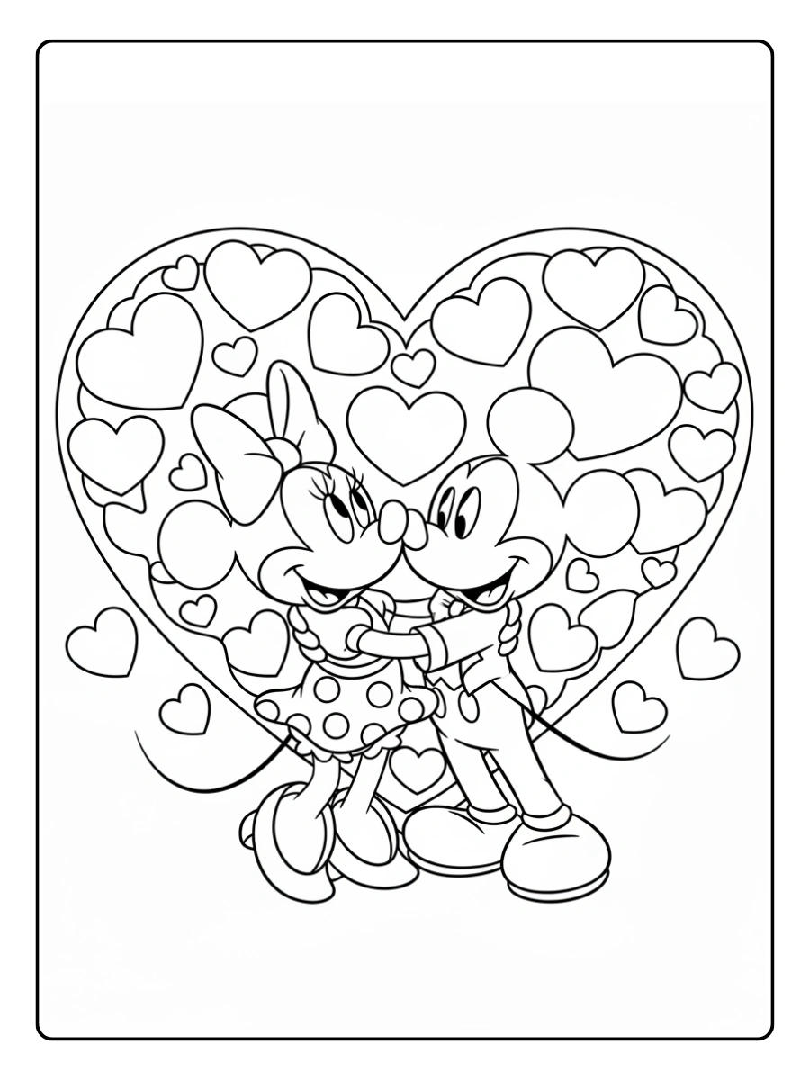Valentines Day Disney Coloring Pages – Mickey and Minnie Love