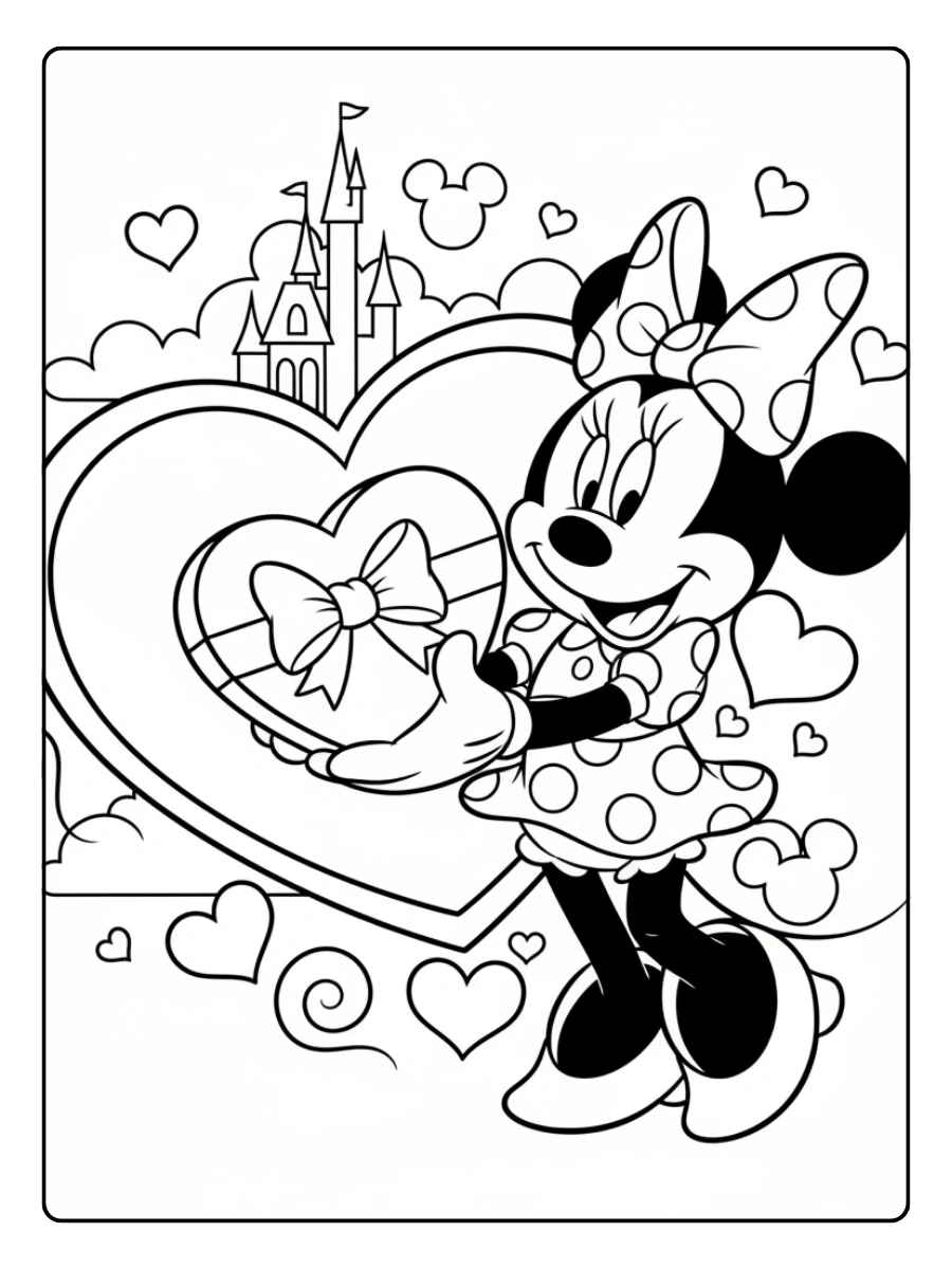 Valentines Day Disney Coloring Pages – Minnie Mouse Valentine Gift