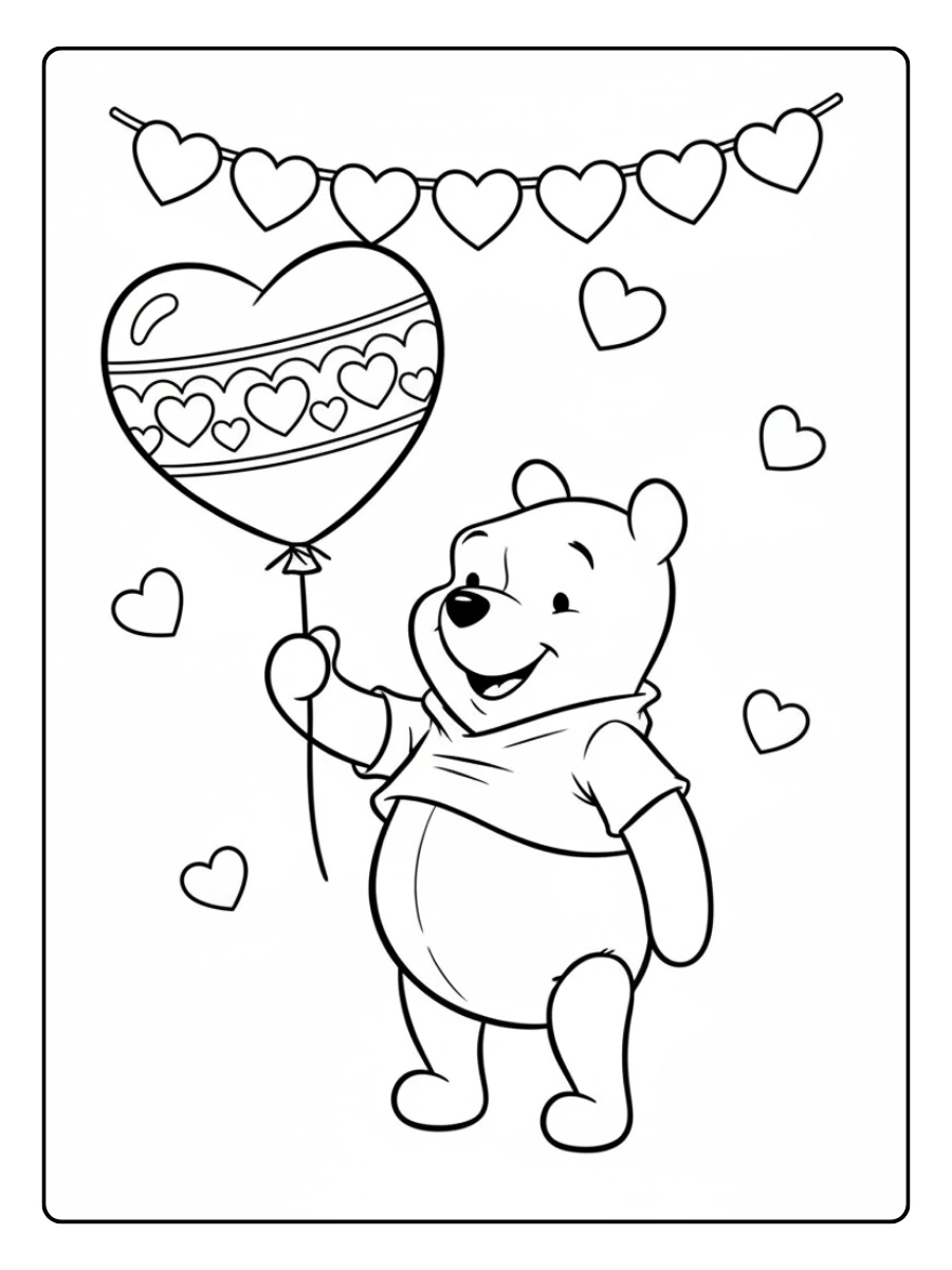 Valentines Day Disney Coloring Pages – Winnie the Pooh Valentine