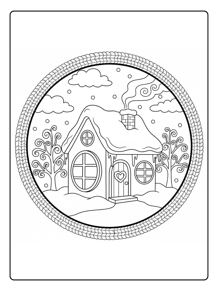 Winter Coloring Pages – Cozy Winter House