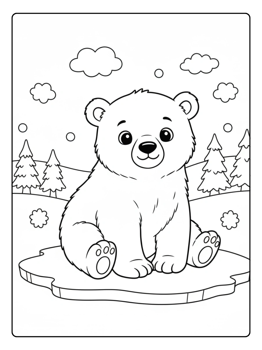 Winter Coloring Pages – Cute Polar Bear