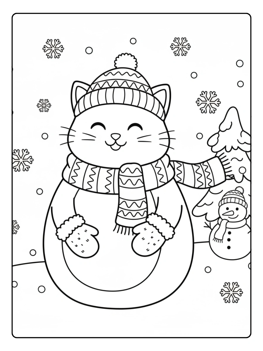 Winter Coloring Pages – Cute Winter Cat