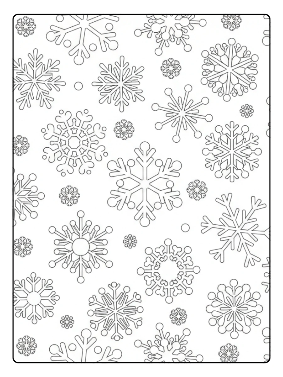 Winter Coloring Pages – Snowflakes Pattern Page