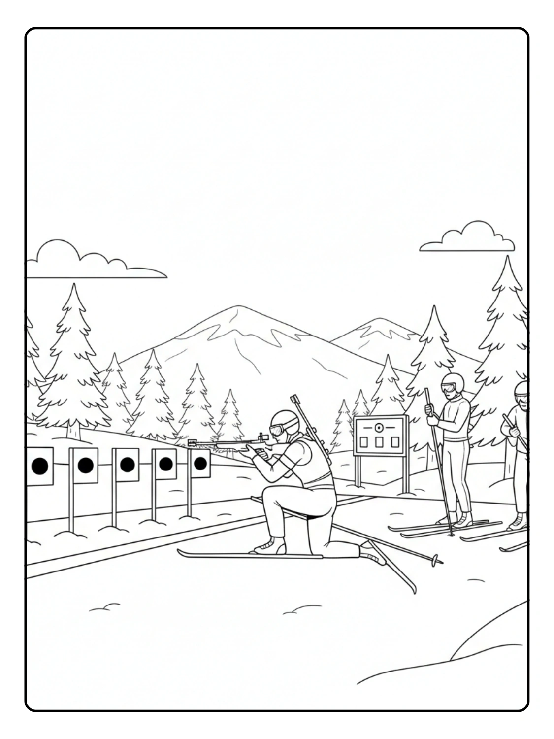 Biathlon Competition Coloring Page
