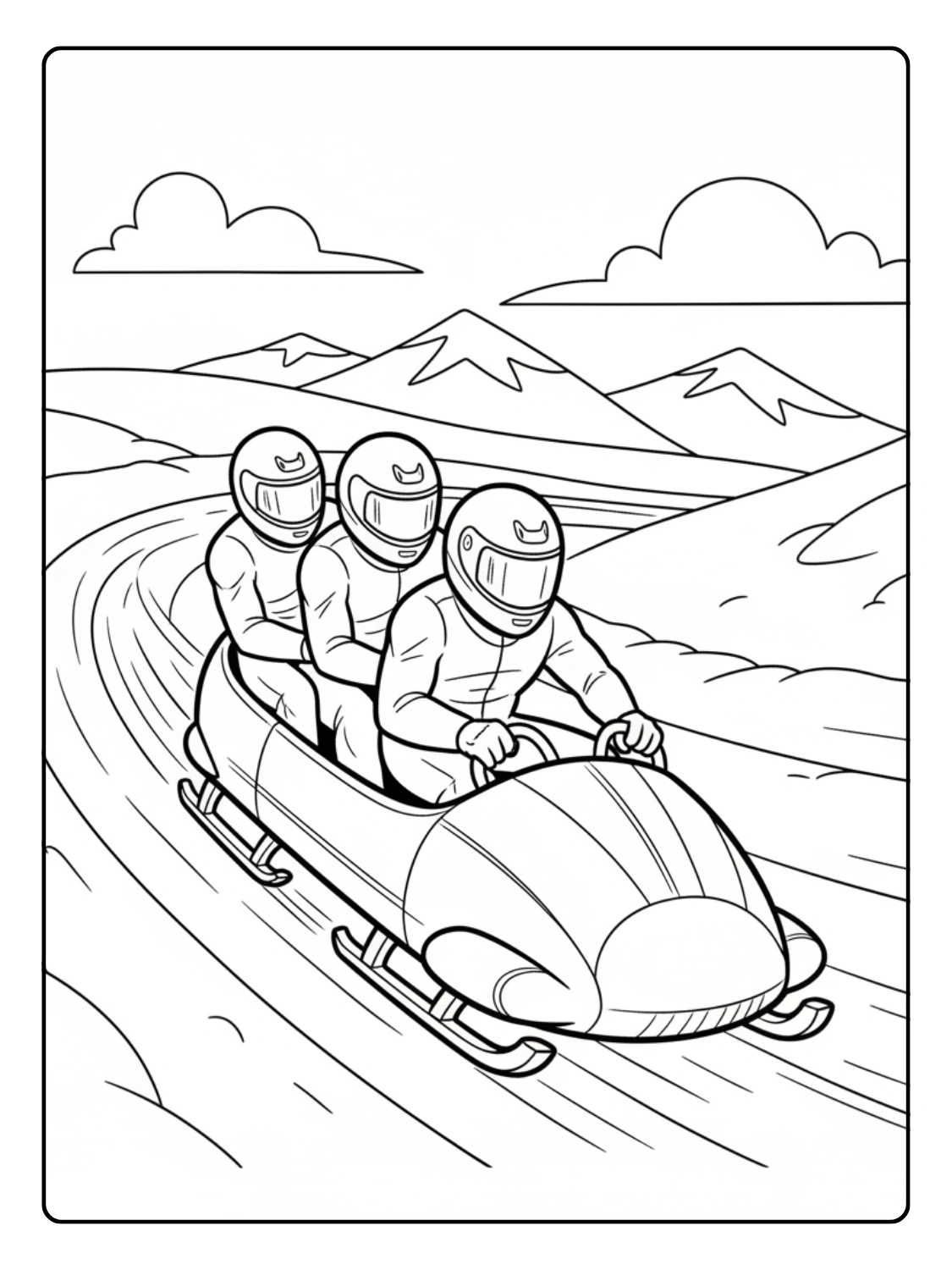 Bobsleigh Team Adventure Coloring Page