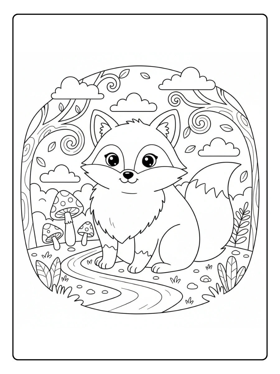 Cute Fox Coloring Pages – Cute Fox in Nature