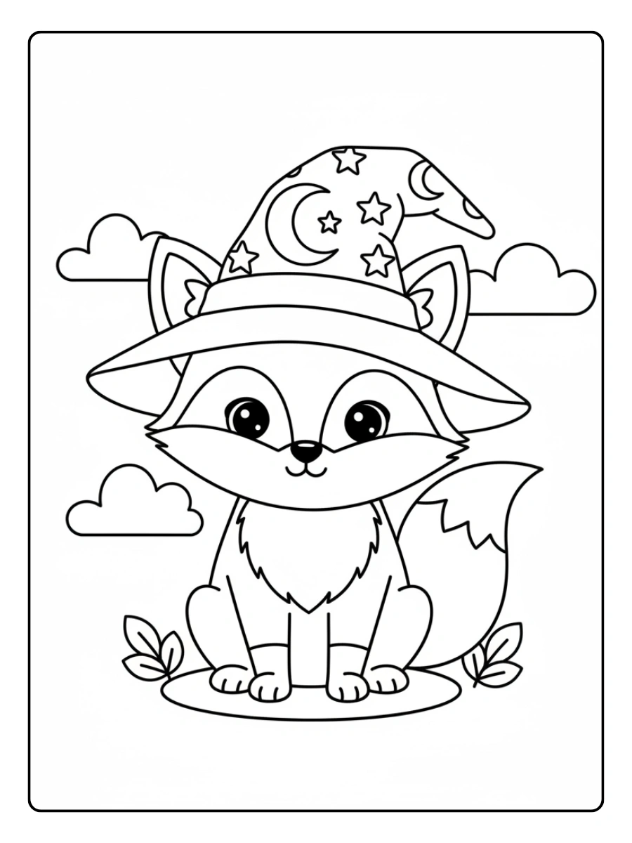 Cute Fox Coloring Pages – Fox Wearing Hat