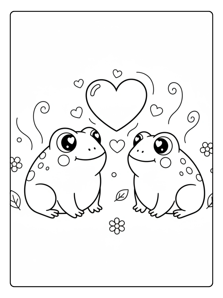 Cute Frog Coloring Pages – Frog in Love