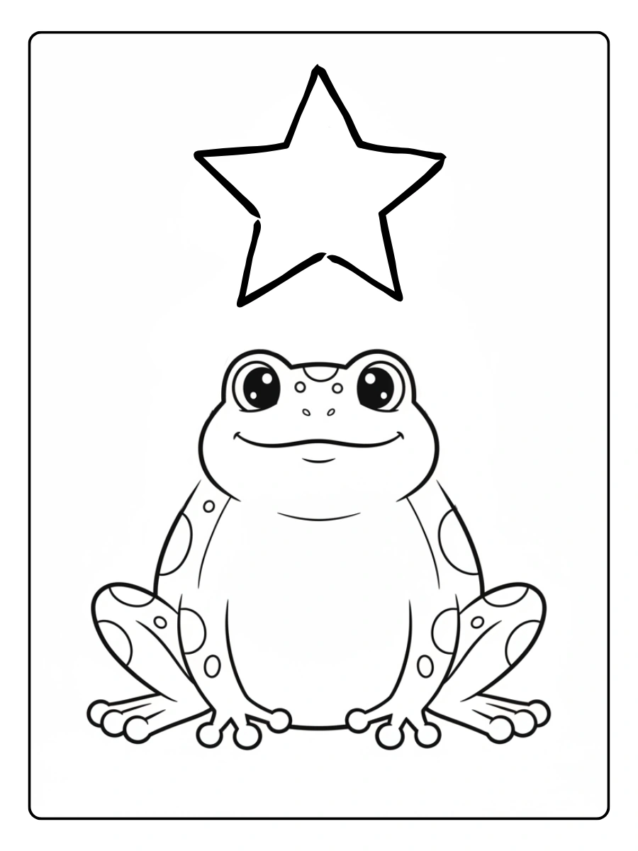 Cute Frog Coloring Pages – Frog with Star