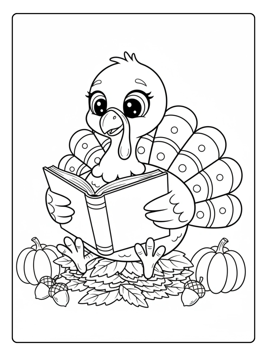 Cute Turkey Coloring Pages – Cute Turkey Reading Book