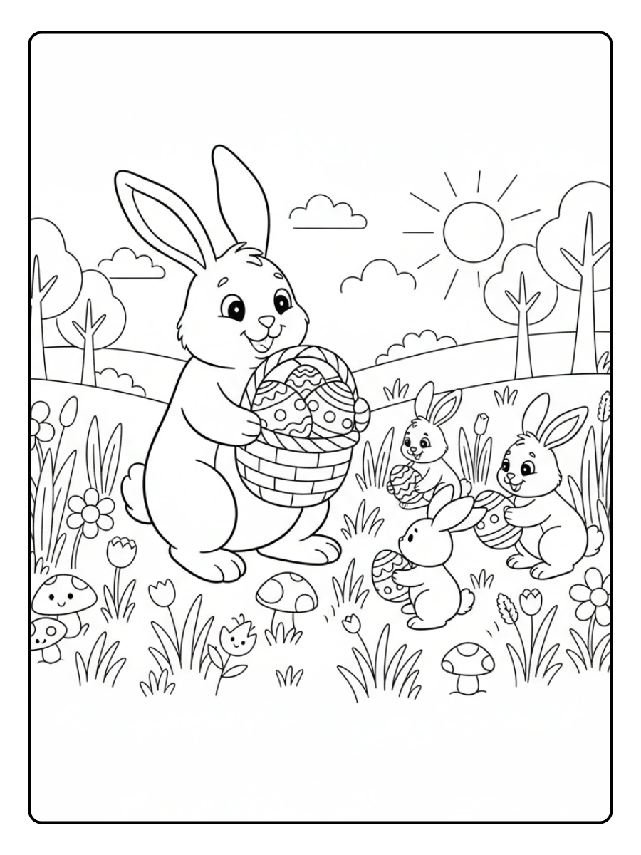 Easter Bunny Coloring Pages – Bunny Egg Hunt