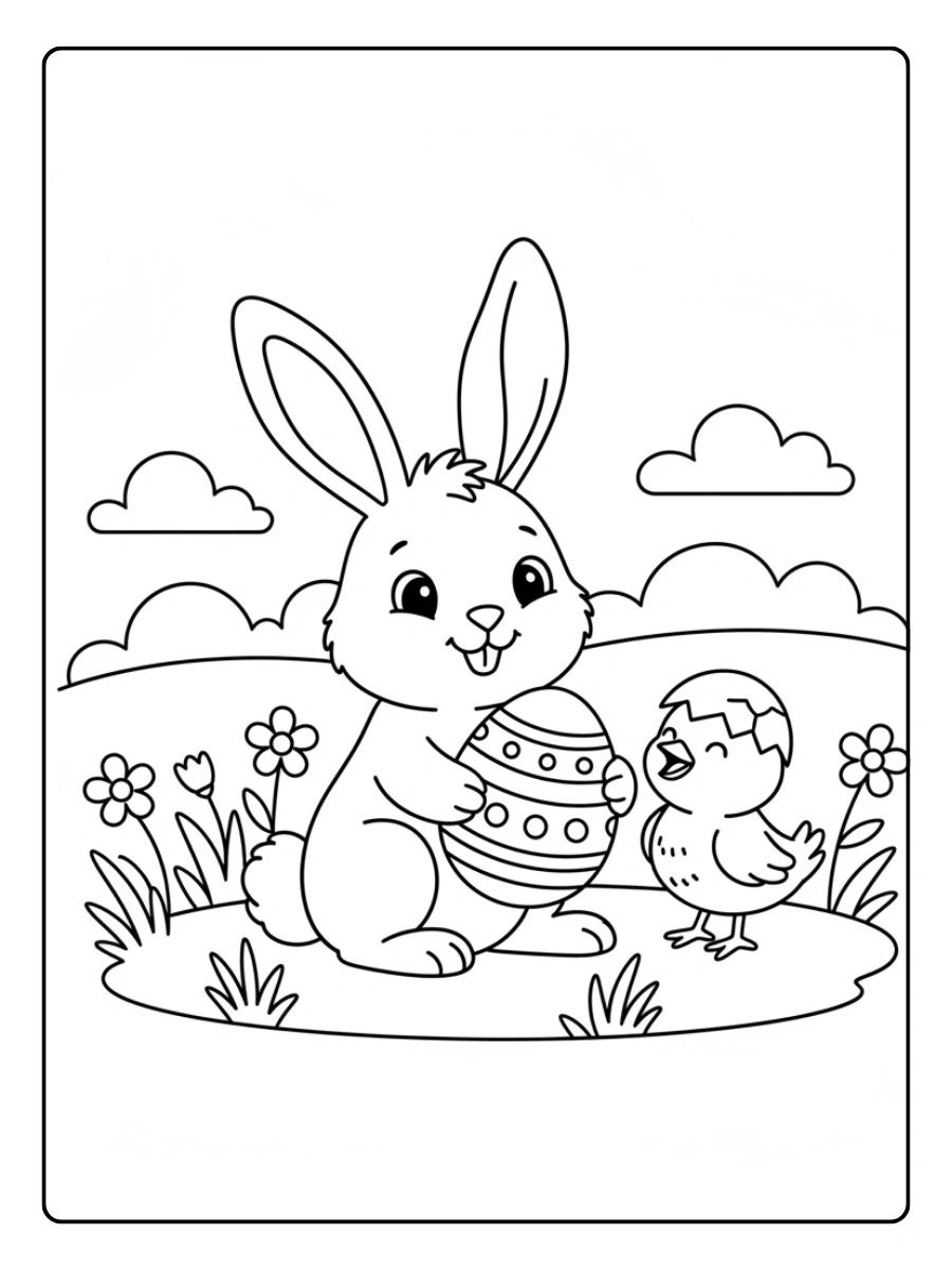 Easter Bunny Coloring Pages – Bunny and Chick