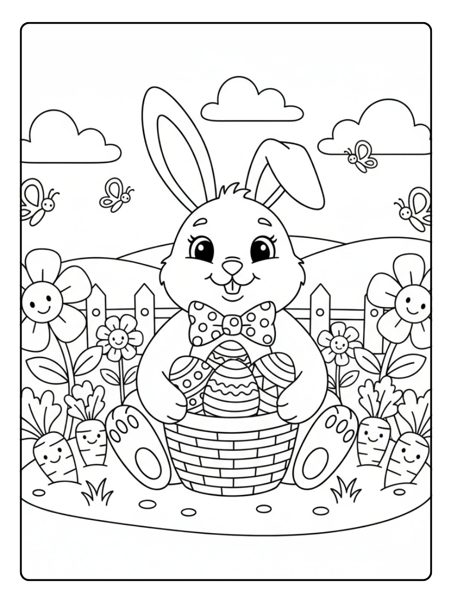 Easter Bunny Coloring Pages – Bunny in Garden