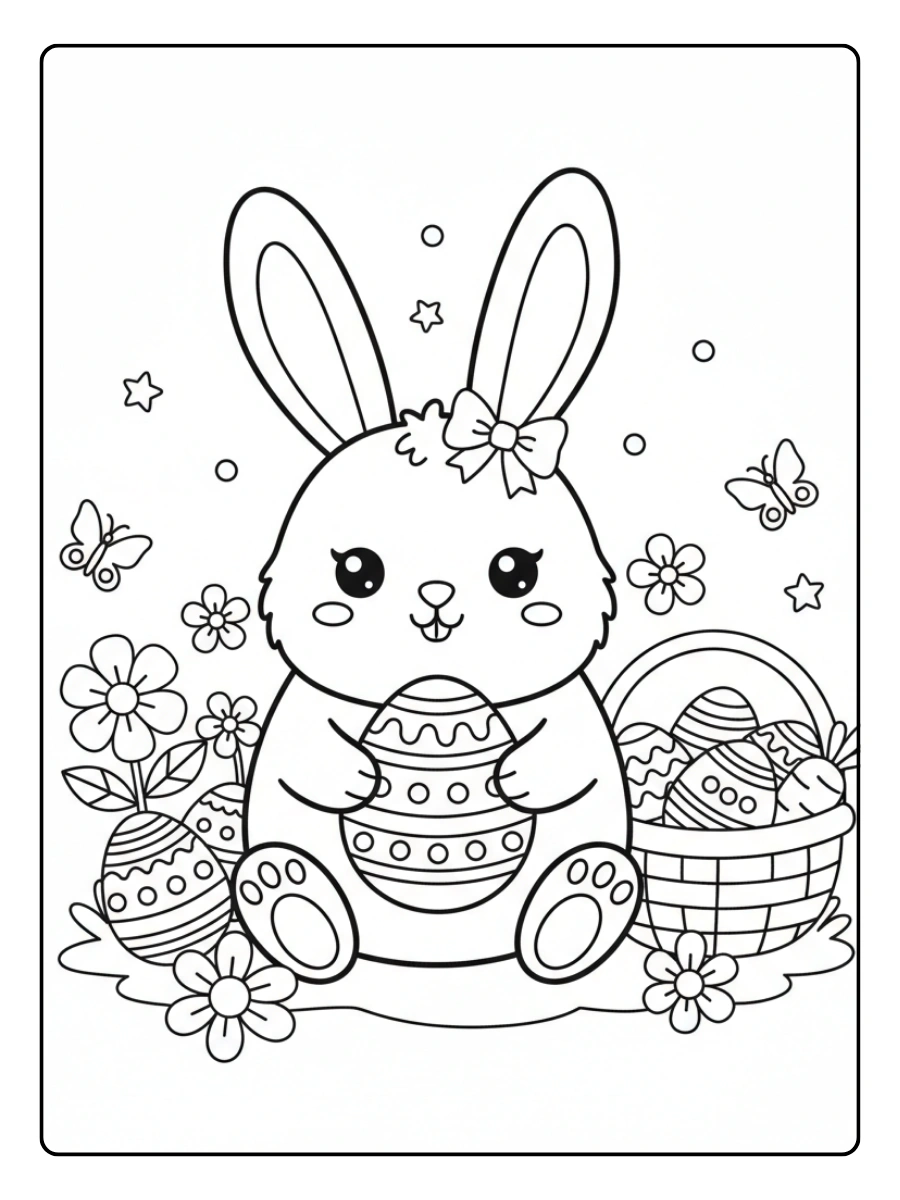 Easter Coloring Pages – Cute Easter Bunny