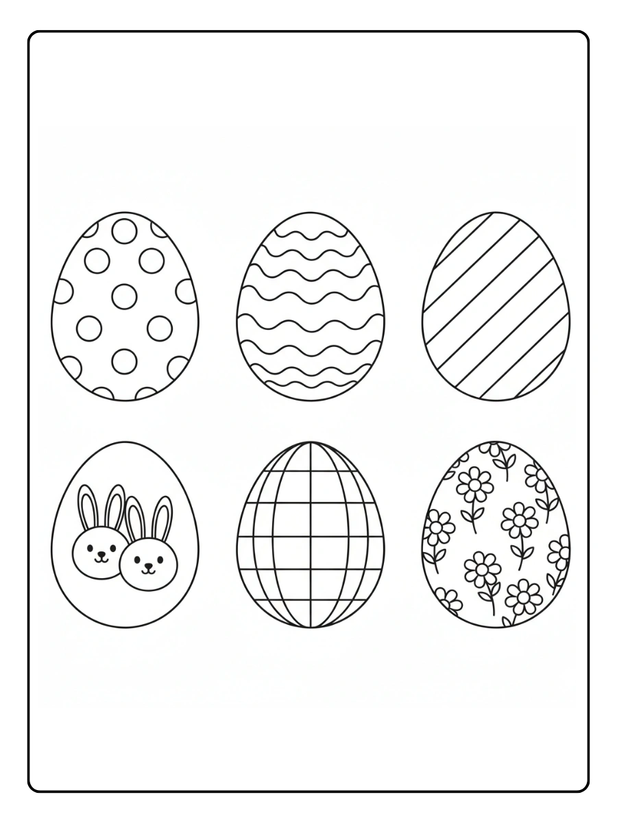 Easter Coloring Pages – Decorated Easter Eggs