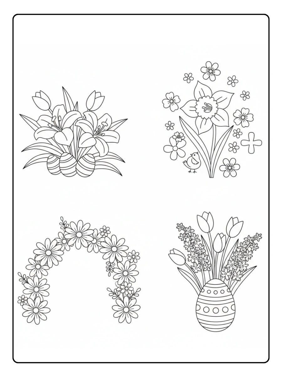 Easter Coloring Pages – Easter Flowers