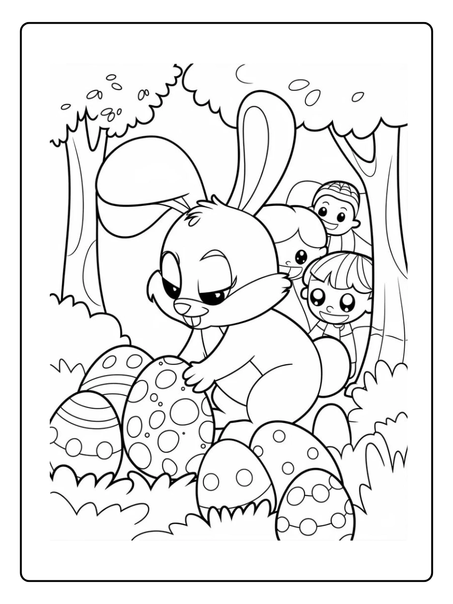 Easter Egg Hunt Coloring Pages (1)