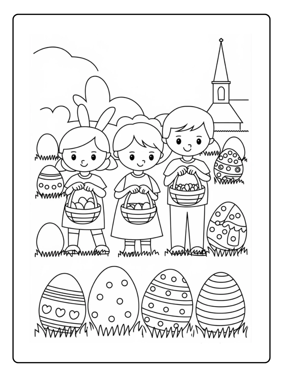 Easter Egg Hunt Coloring Pages (15)