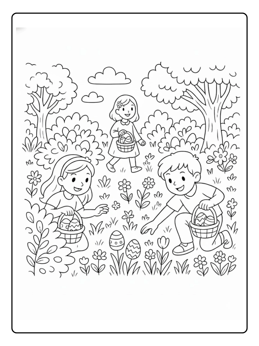 Easter Egg Hunt Coloring Pages (4)