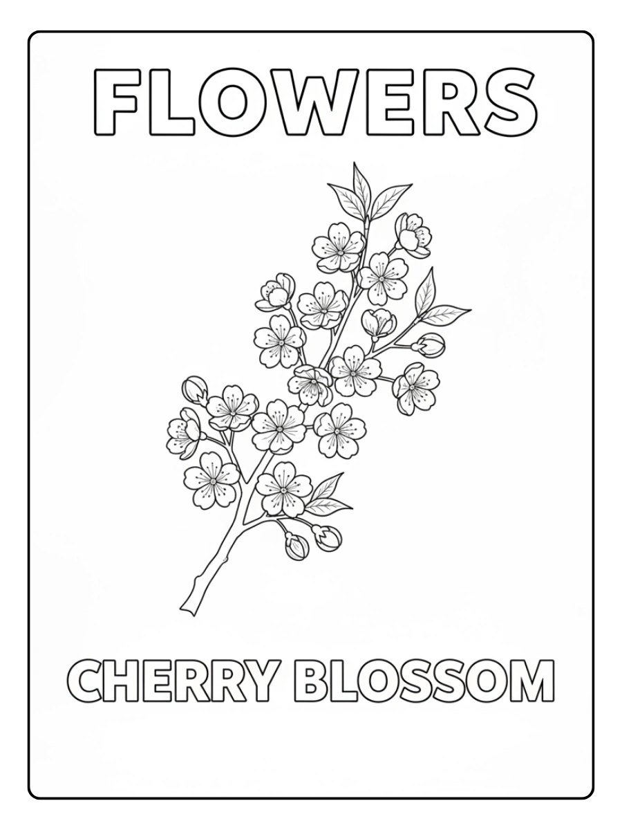 Flowers Coloring Pages – Cherry Blossom