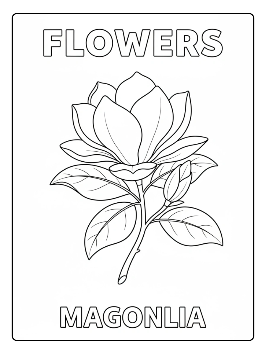 Flowers Coloring Pages – Magnolia