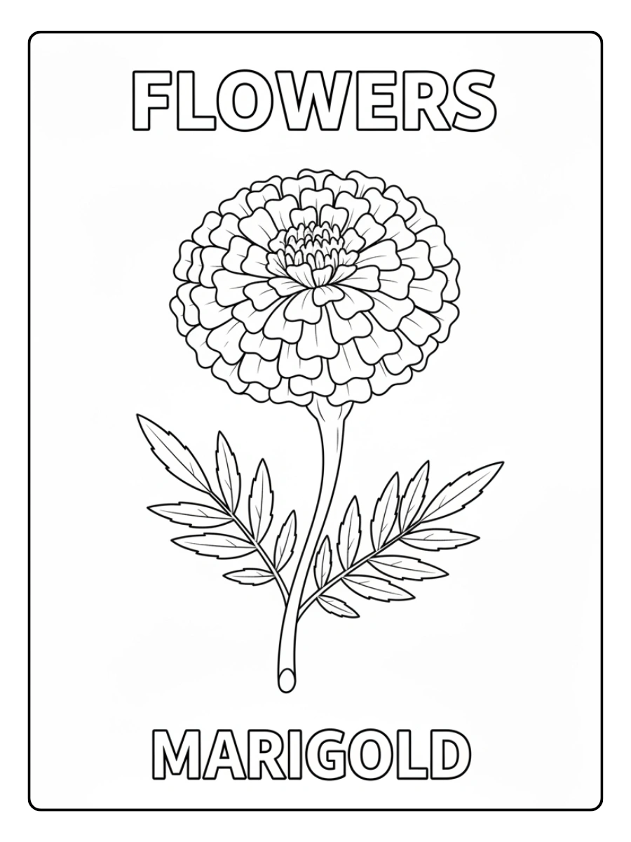 Flowers Coloring Pages – Marigold