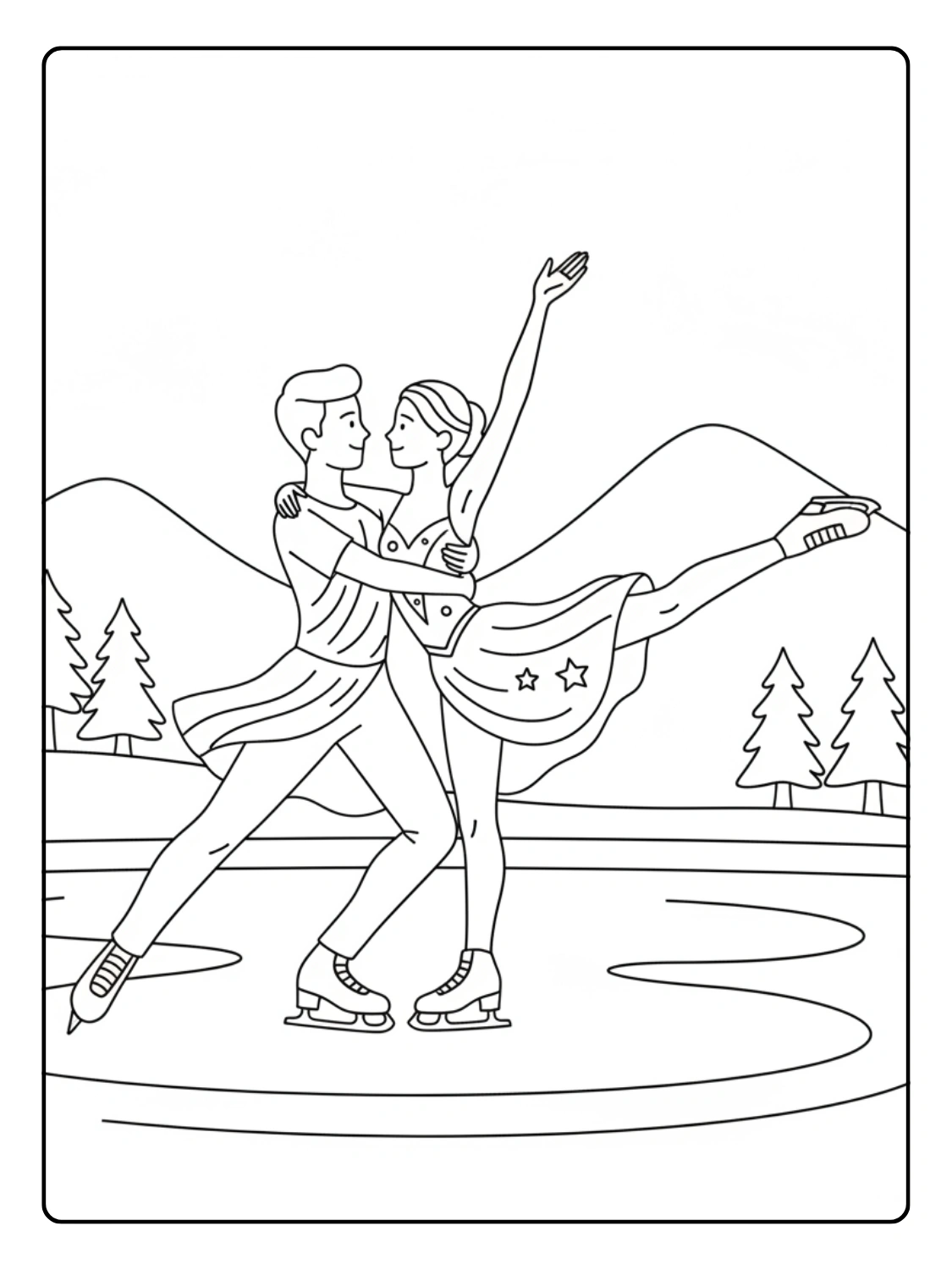 Ice Dancing Duo Coloring Page
