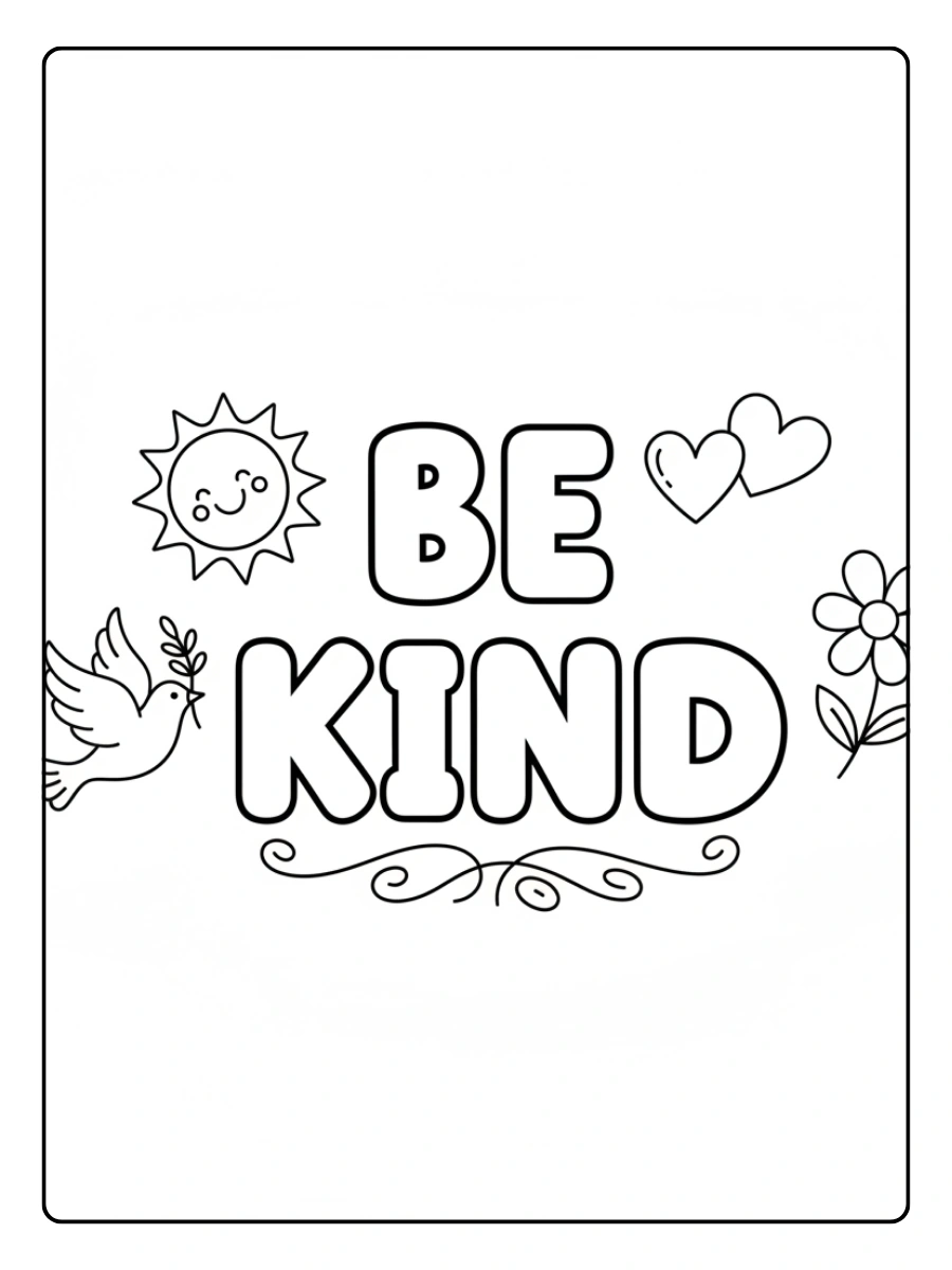 Inspirational Quotes Coloring Pages – Be Kind