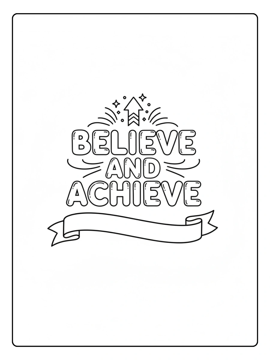 Inspirational Quotes Coloring Pages – Believe and Achieve
