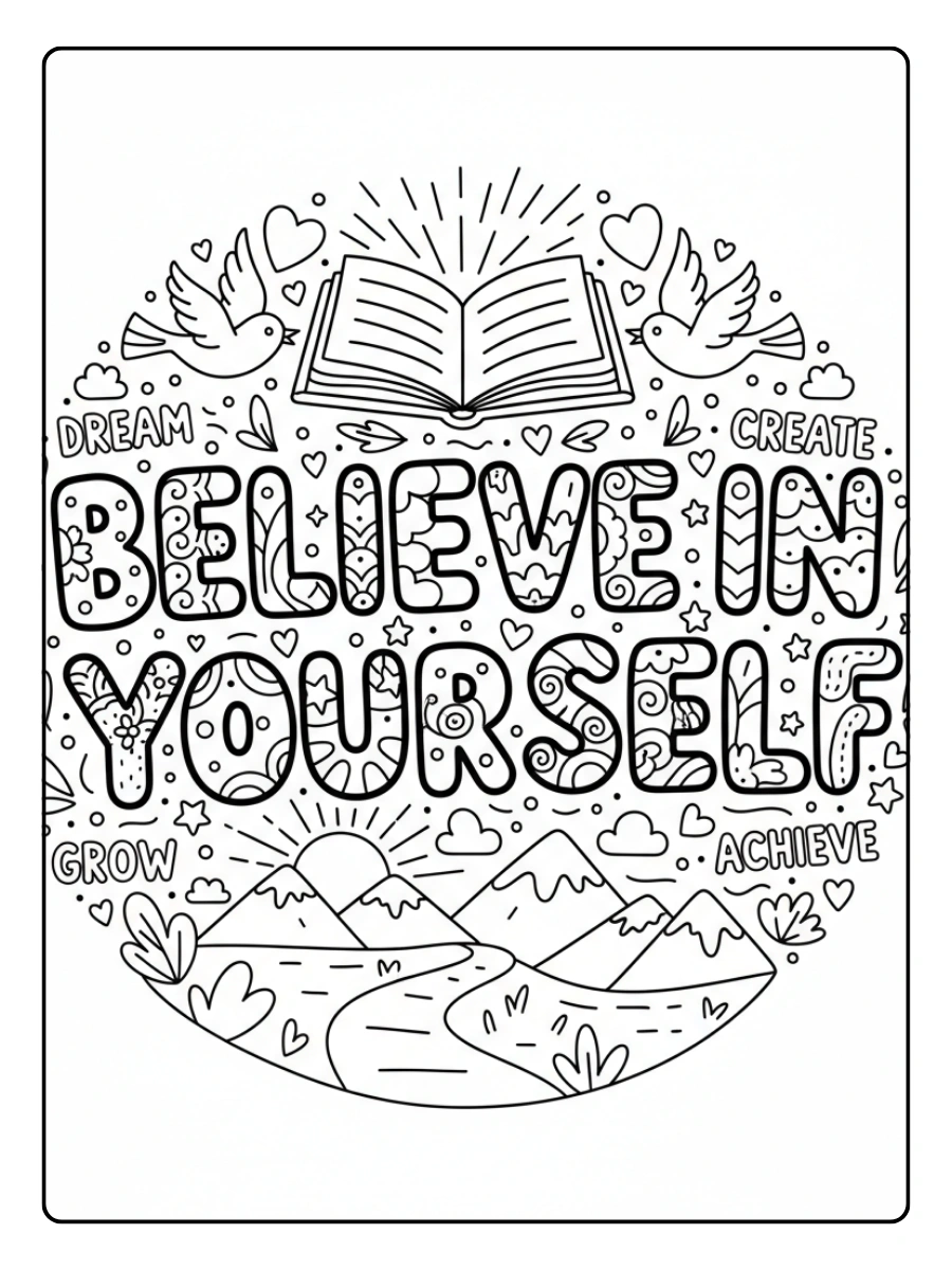 Inspirational Quotes Coloring Pages – Believe in Yourself