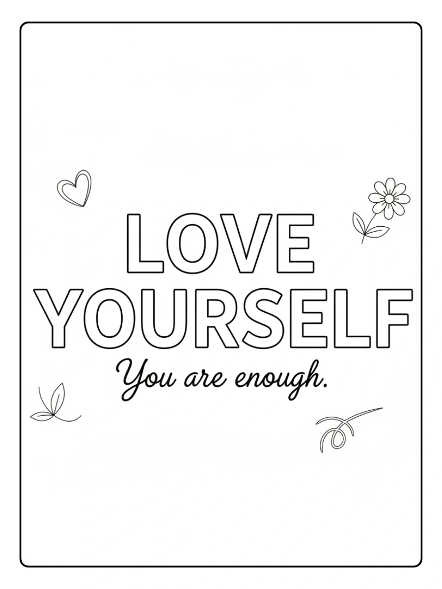 Inspirational Quotes Coloring Pages – Love Yourself