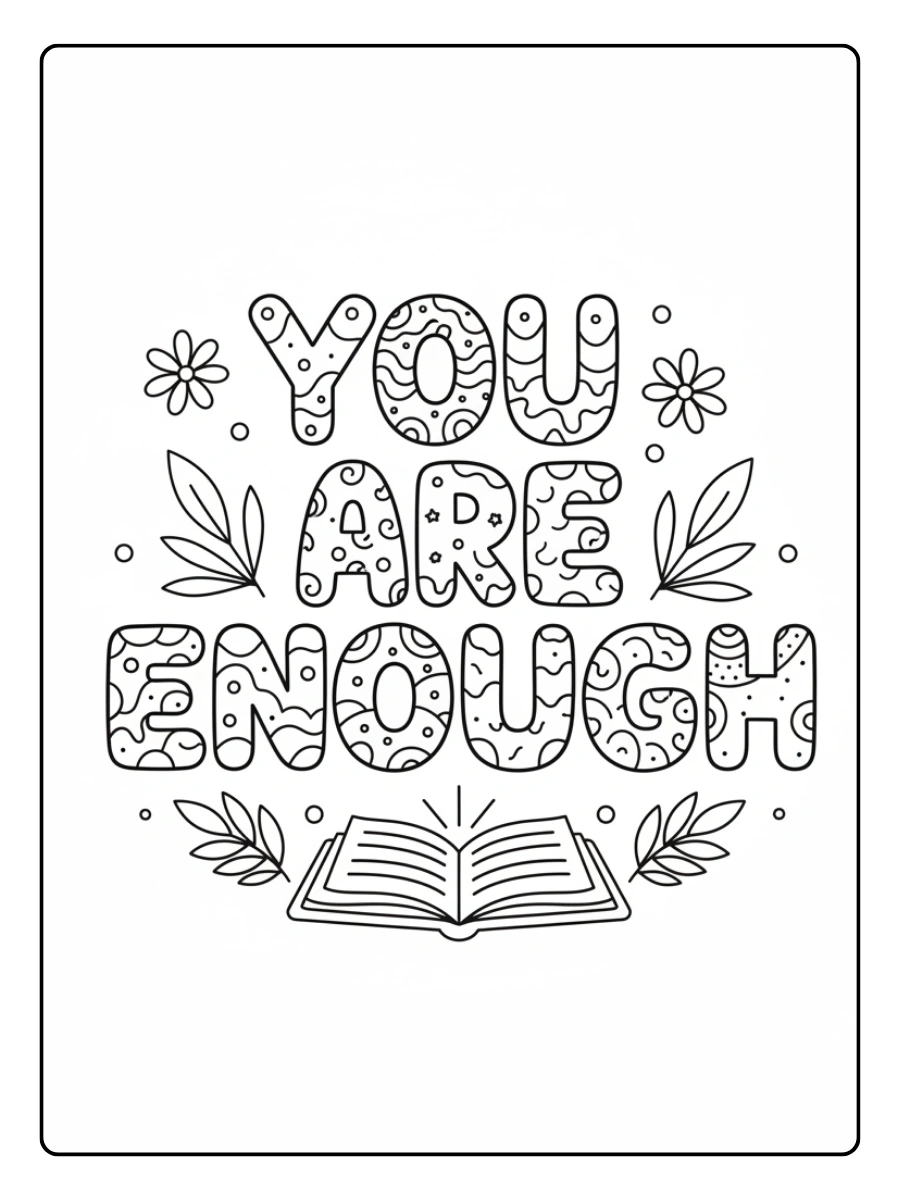 Inspirational Quotes Coloring Pages – You Are Enough