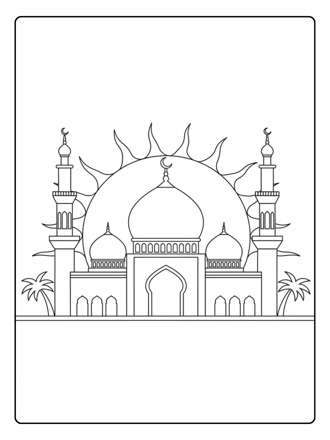 Mosque at Sunset Coloring Page