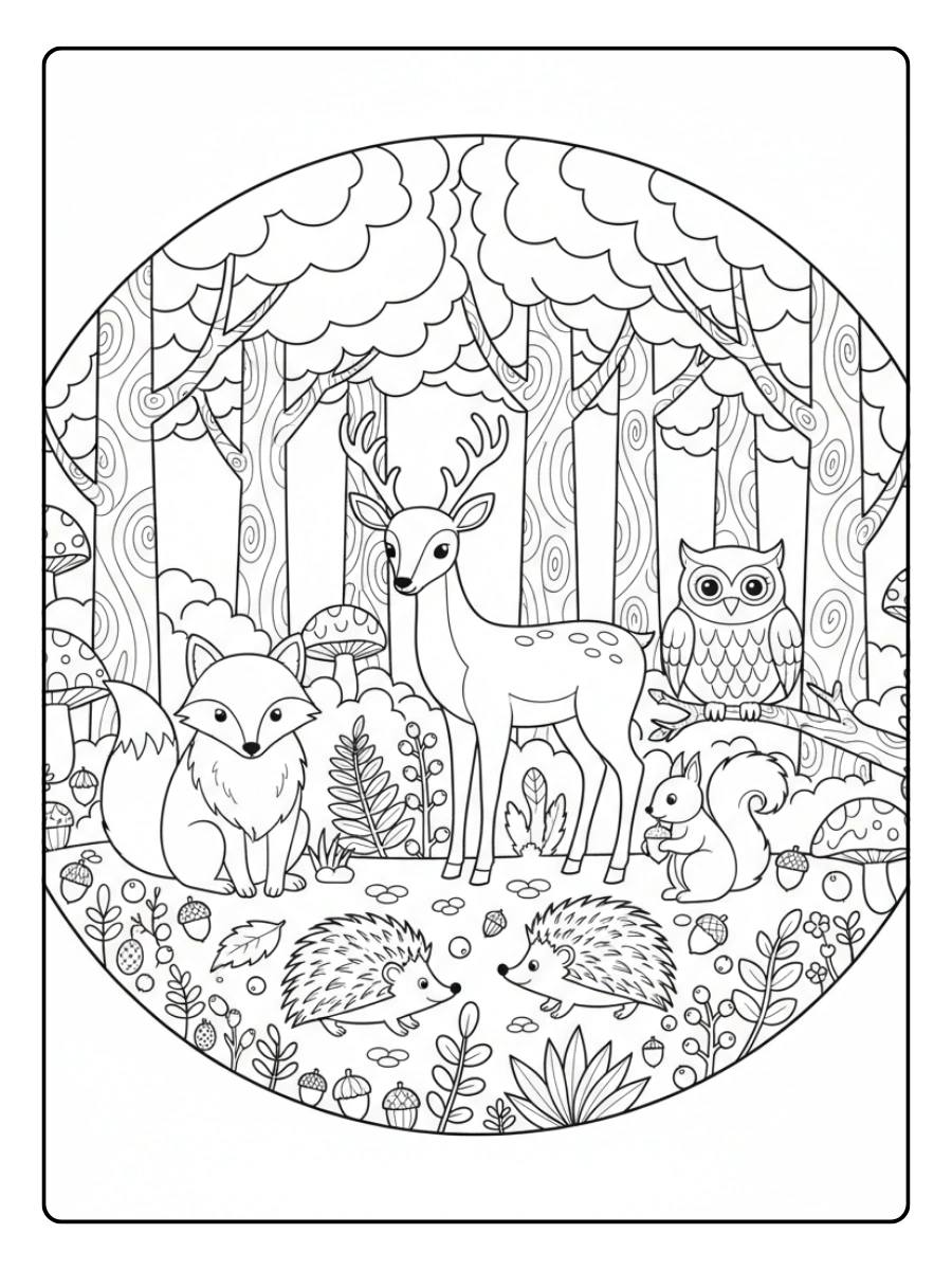Nature Coloring Pages – Forest Animals