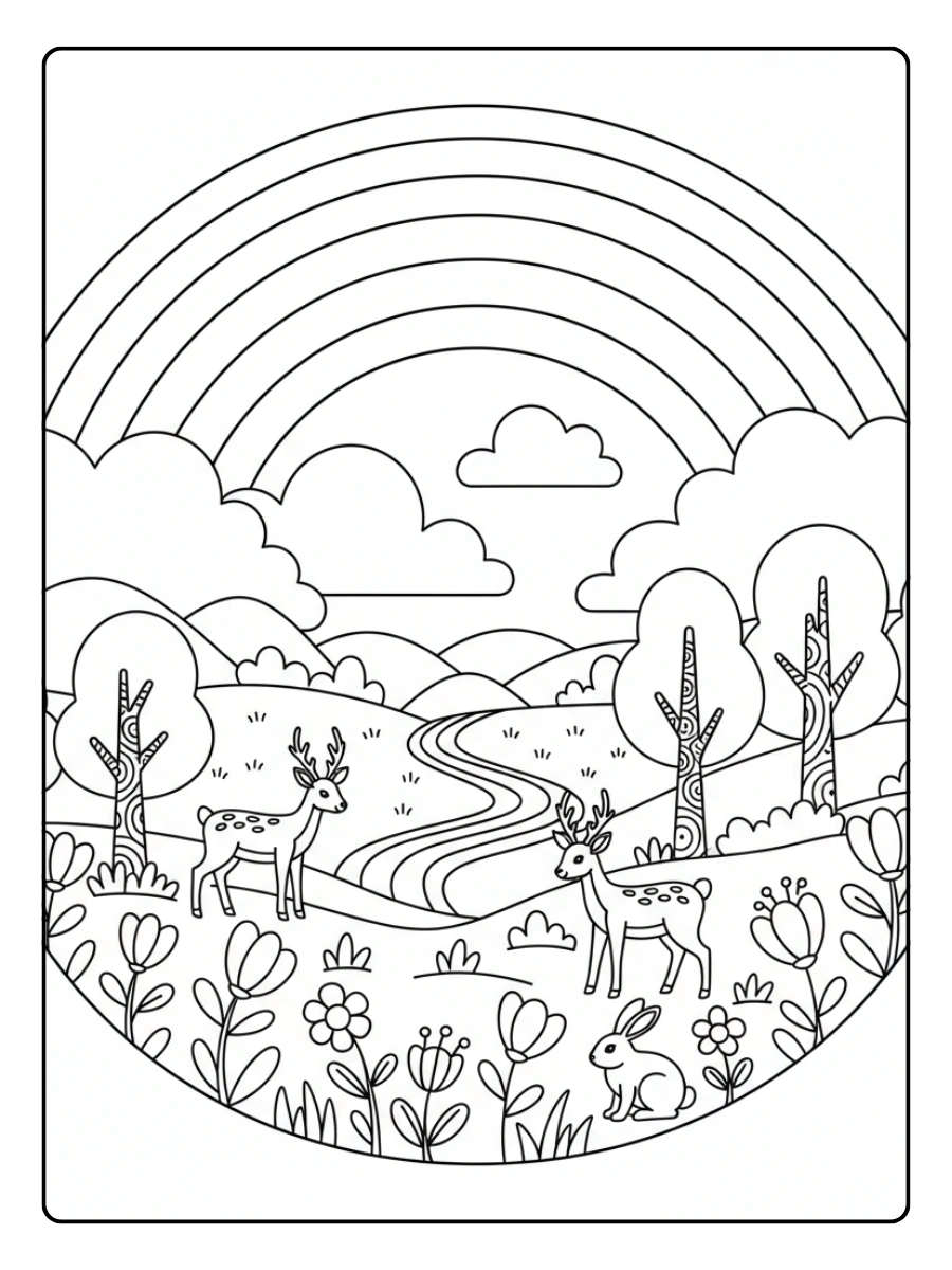 Nature Coloring Pages – Rainbow in Nature