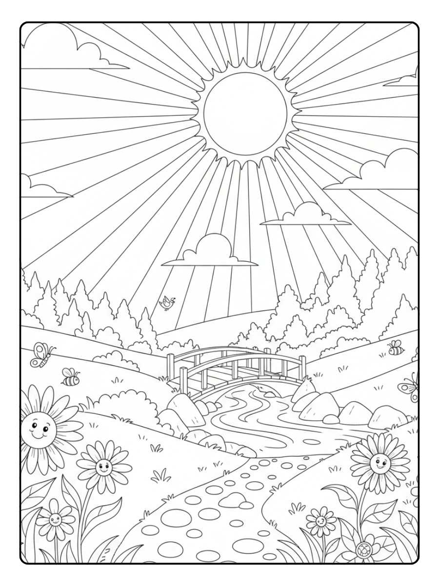 Nature Coloring Pages – Sunny Meadow