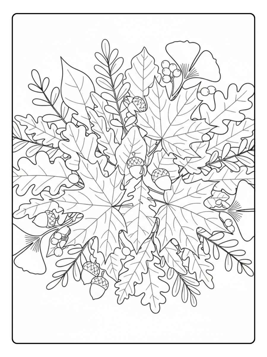 Nature & Seasons Coloring Pages – Autumn Leaves
