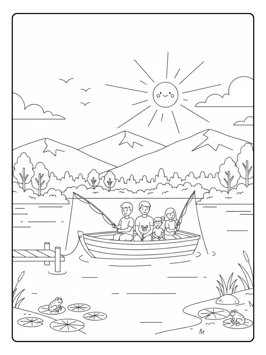 Nature & Seasons Coloring Pages – Calm Lake