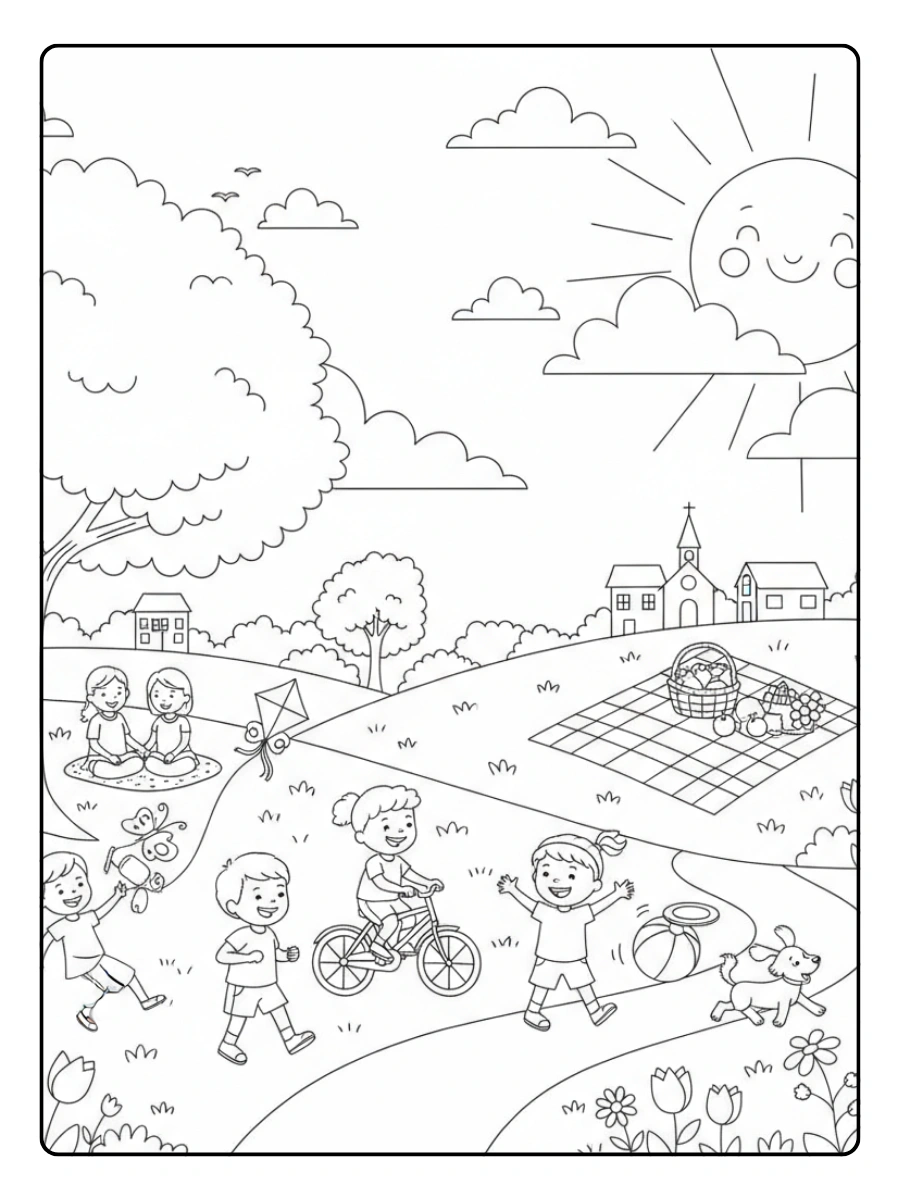 Nature & Seasons Coloring Pages – Sunny Day