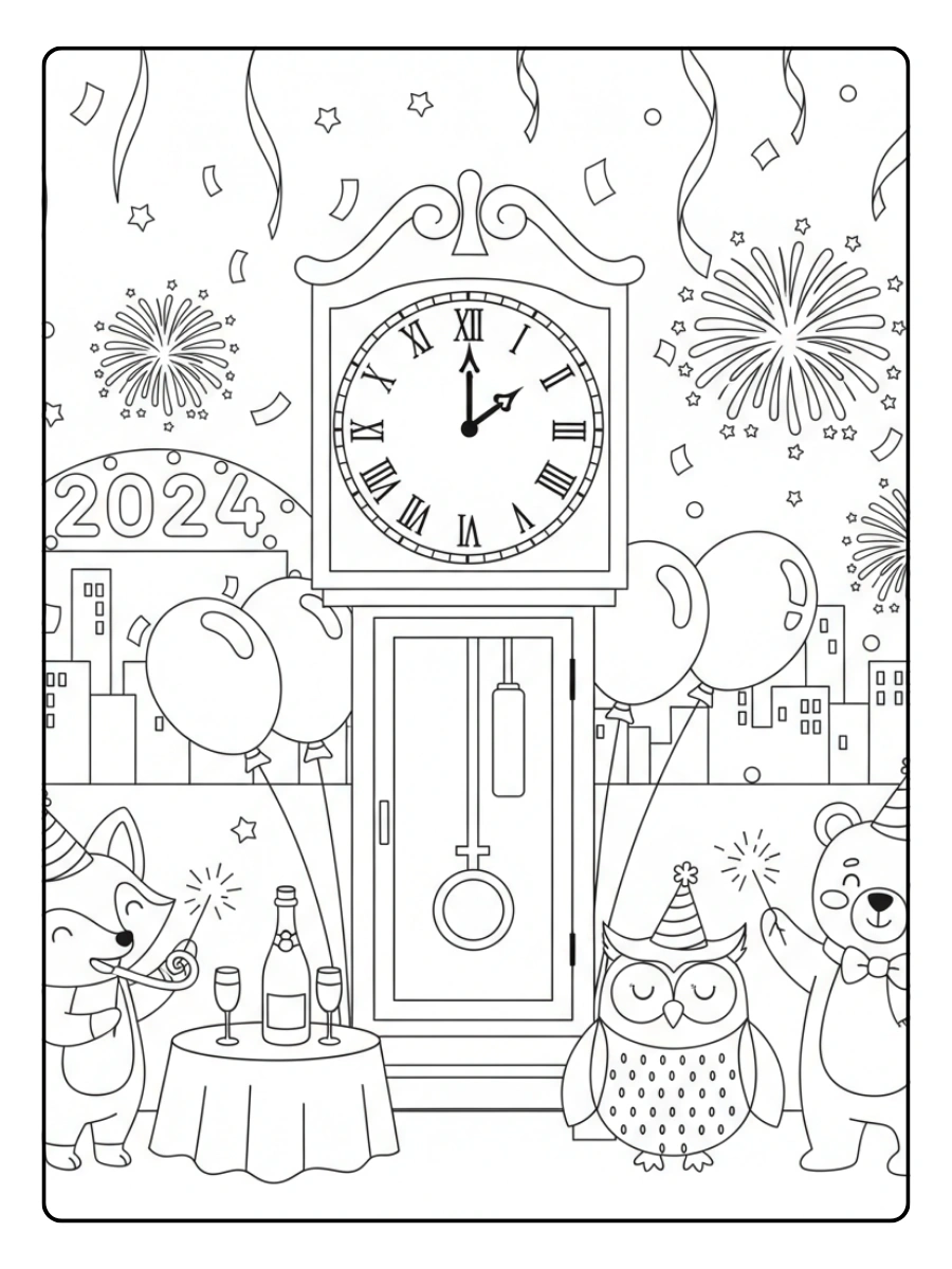 New Year Coloring Pages
