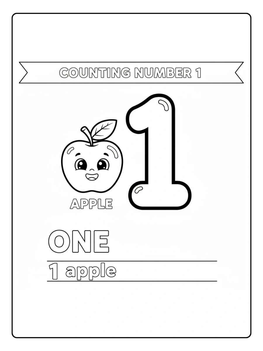 Number Coloring Pages – Counting Numbers 1
