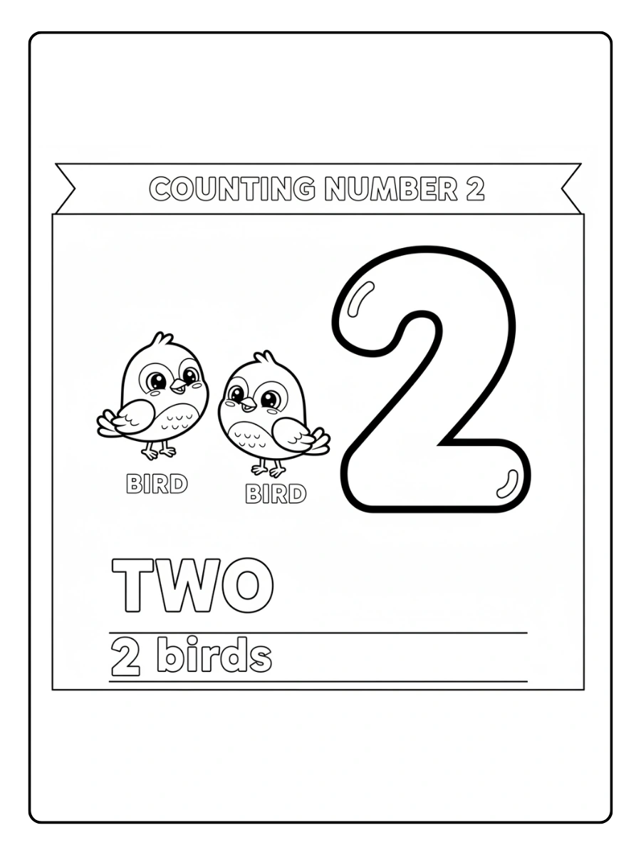 Number Coloring Pages – Counting Numbers 2
