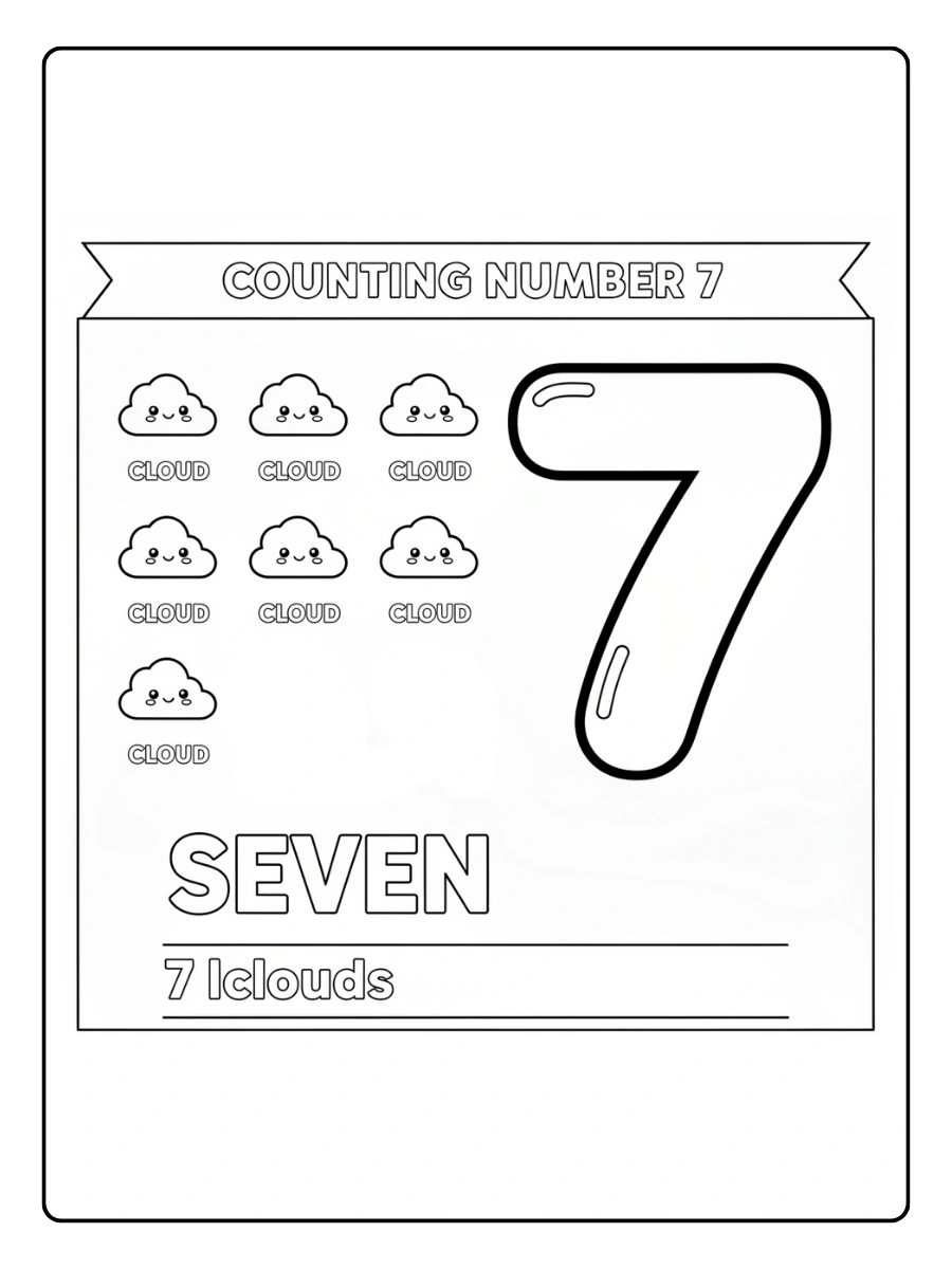 Number Coloring Pages – Counting Numbers 7
