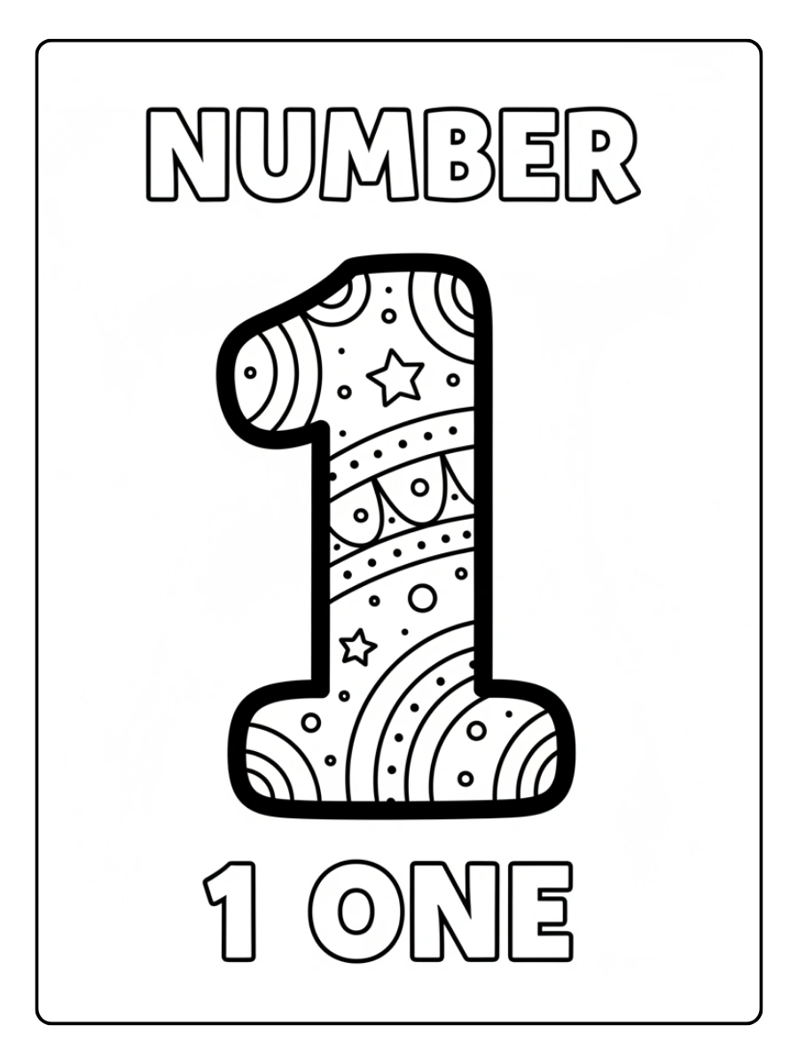 Number Coloring Pages – Number 1
